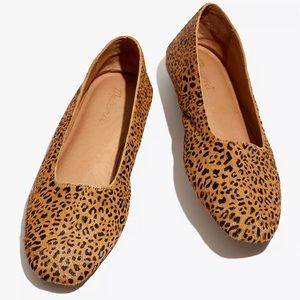 🐆SOLD🐆 NIB Madewell Cory Square Toe Flat Leopard Calf Hair Size 7